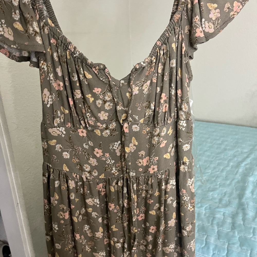 Floral Print Dress with Ruffled Sleeves